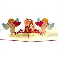 Handmade 3D Pop Up Card Love Cupid Angels Birthday Valentines Day Marriage Proposal Engagement Wedding Anniversary Mother's Day Celebrations Card